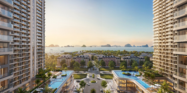 Prima Bay nổi bật với ng&ocirc;n ngữ kiến tr&uacute;c mềm mại b&ecirc;n vịnh, kết hợp tổ hợp hồ bơi v&ocirc; cực v&agrave; hệ tiện &iacute;ch nghỉ dưỡng được bố tr&iacute; theo nhiều tầng trải nghiệm.