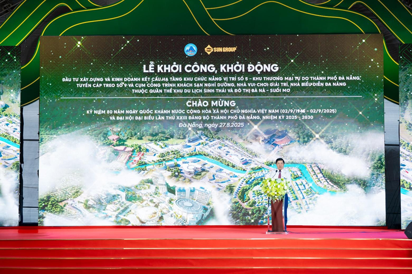 &Ocirc;ng Lương Nguyễn Minh Triết - Chủ tịch UBND Th&agrave;nh phố Đ&agrave; Nẵng ph&aacute;t biểu tại Lễ khởi c&ocirc;ng tổ hợp đ&ocirc; thị nghỉ dưỡng, vui chơi giải tr&iacute; B&agrave; N&agrave; -Suối Mơ