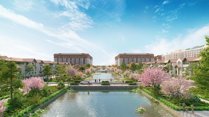 Đại lộ hoa 10ha tâm điểm cảnh quan và thương mại của Flora Avenue. (Ảnh: Sun Property)