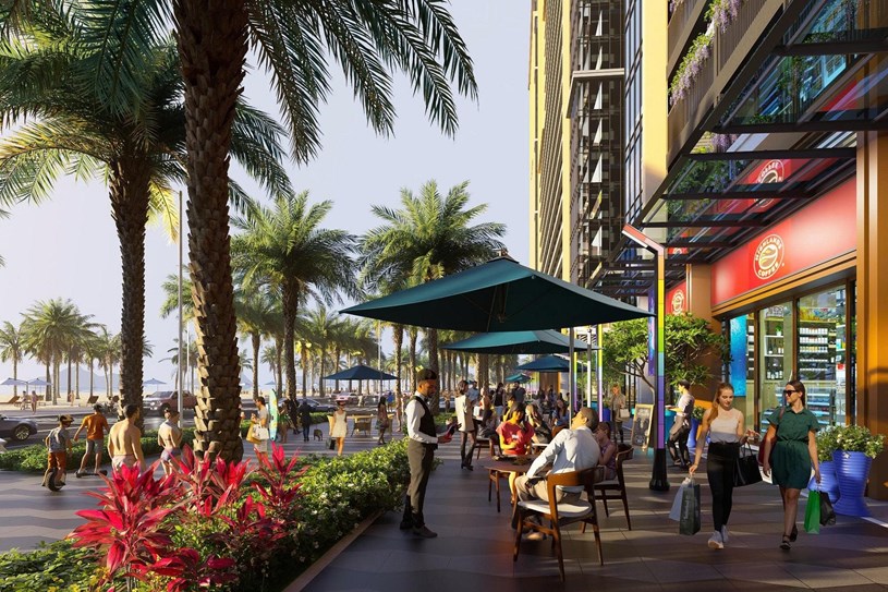 Nhịp sống s&ocirc;i động dưới ch&acirc;n đế c&aacute;c t&ograve;a th&aacute;p Sun Centro Town.&nbsp;Ảnh: Sun Property