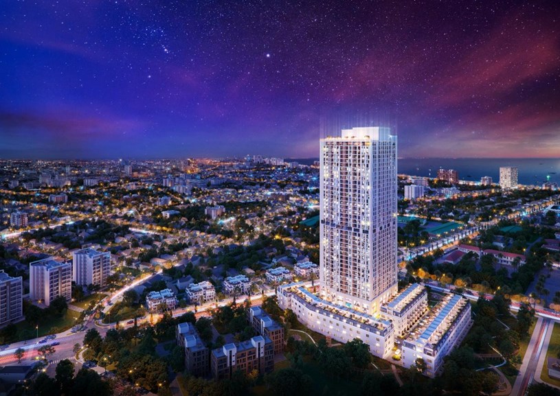 Dự &aacute;n Grand Mark Nha Trang cung cấp ra thị trường đa dạng sản phẩm căn hộ, dual-key, penthouse v&agrave; shop villa đ&aacute;p ứng nhu cầu của nhiều đối tượng kh&aacute;ch h&agrave;ng. Ảnh phối cảnh:&nbsp;PropertyX