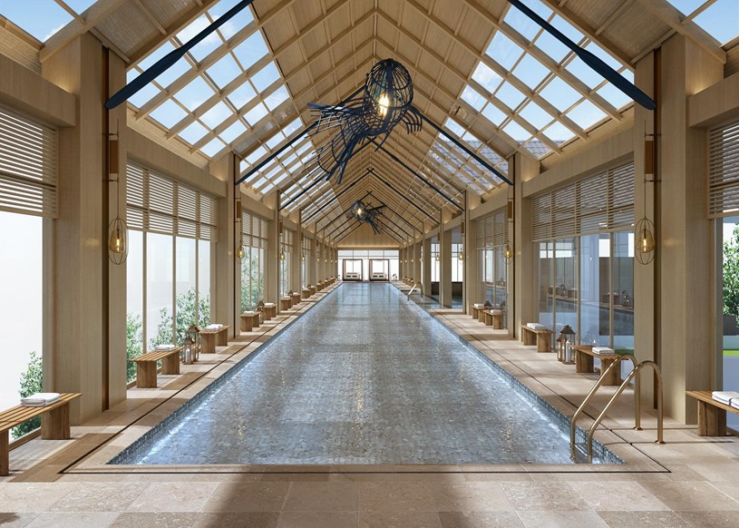 Bể bơi m&aacute;i k&iacute;nh ti&ecirc;u chuẩn quốc tế tại Sun Centro Town. Ảnh: Sun Property.