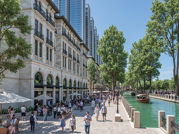 C&aacute;c d&atilde;y boutique shop view s&ocirc;ng tại dự &aacute;n sẽ được quy hoạch trở th&agrave;nh tuyến phố đi bộ thương mại cao cấp