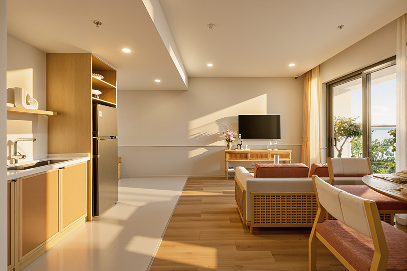 Kh&ocirc;ng gian căn mẫu 2 ph&ograve;ng ngủ Sun Centro Town. Ảnh: &Aacute;nh Dương.