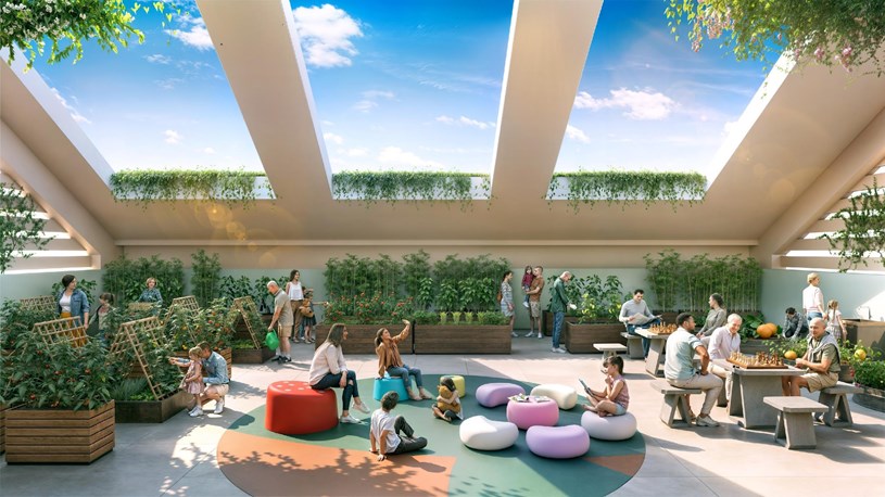 Tầng m&aacute;i c&aacute;c t&ograve;a căn hộ được n&acirc;ng cao nhằm tăng kh&ocirc;ng gian trải nghiệm. (Ảnh phối cảnh: Sun Property)