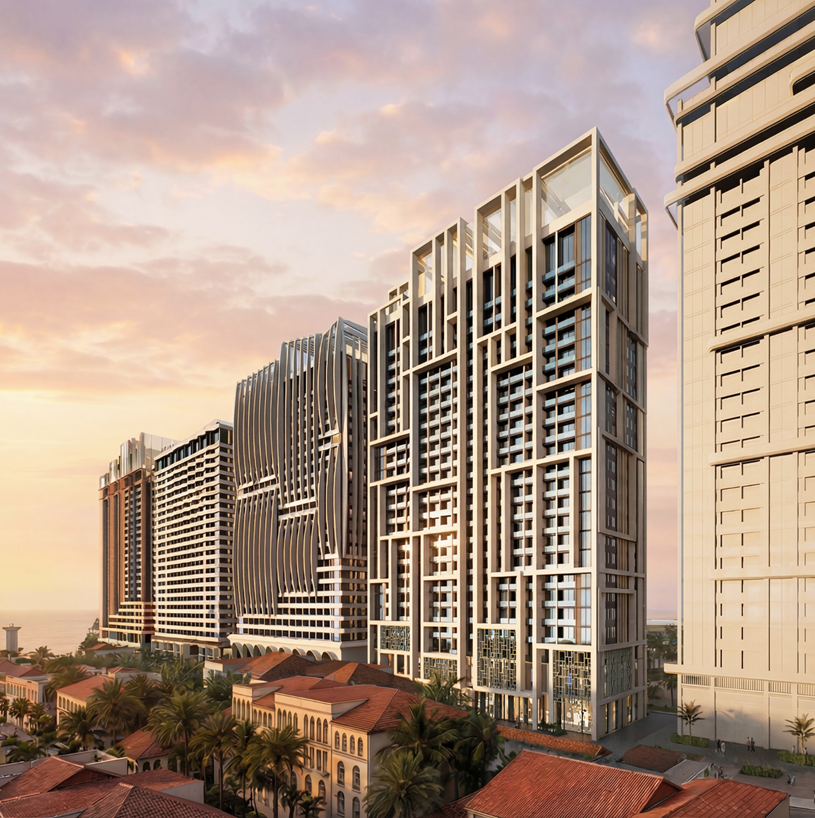 Ph&acirc;n khu The Sunset được kỳ vọng l&agrave; sản phẩm đ&oacute;n &ldquo;s&oacute;ng v&agrave;ng&rdquo; APEC 2027. Ảnh: Sun Group.